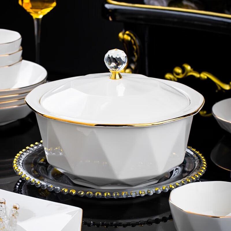 Jingdezhen Keramik Weiß Diamant Speiseteller Set