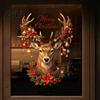 Reusable Winter Window Clings Christmas Reindeer Static Glass Sticker, Removable with Merry Text, PVC Stickers for Holiday Home And Store Decoration