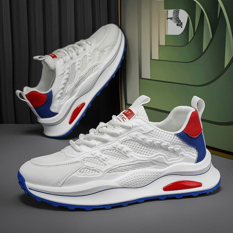 Men's Shoes 2024 New Summer Breathable Mesh Heightened Platform Casual Versatile Sports Shoes Youth White Tide Shoes