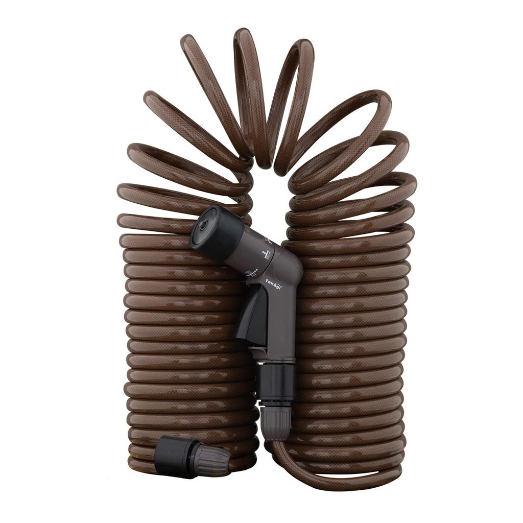 Takagi Spiral G Hose Reel, 15m, Brown, Stylish, R015SBR
