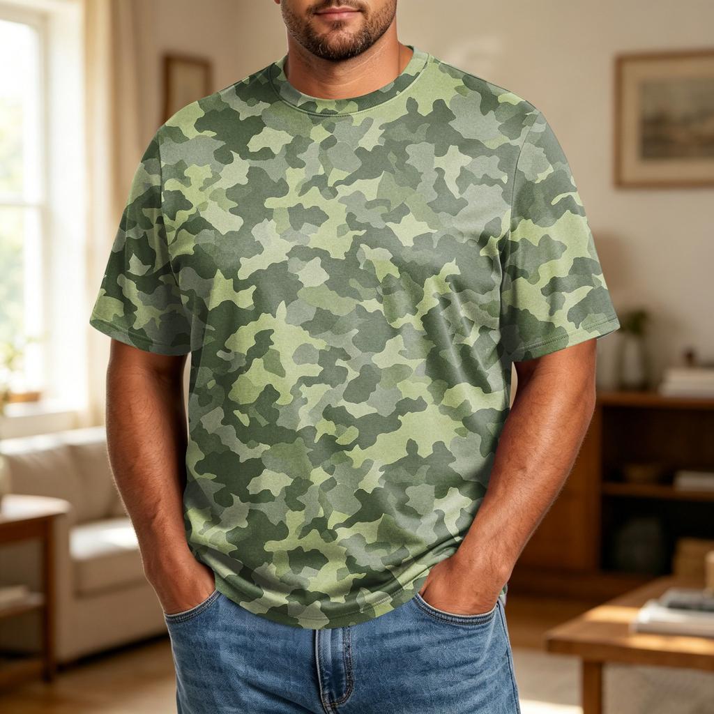 Camiseta Informal Transpirable Cómoda de Manga Corta con Cuello Redondo para Hombre Talla Grande Tejido Suave Top de Verano