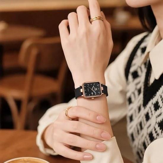 OLEVS Womens Watch Quartz Luminous Easy-to-Read Waterproof Silicone Band Date Popular Gift Women Rose Gold Black