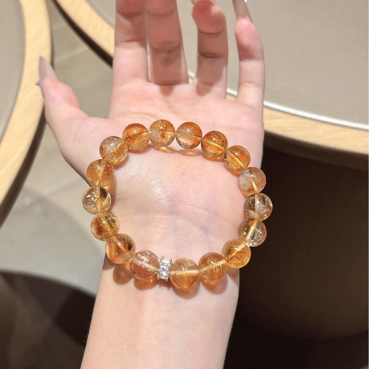 Citrine Yellow Crystal Tower Ice Flake Friendship Bracelet - Birthday Gift for Best Friend Yellow Crystal Tower 10mm