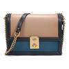 Coach Hutton Small Color Block Leather Handbag Women Handbags Light-Blue Milk-Tea Black 611-B4QUI