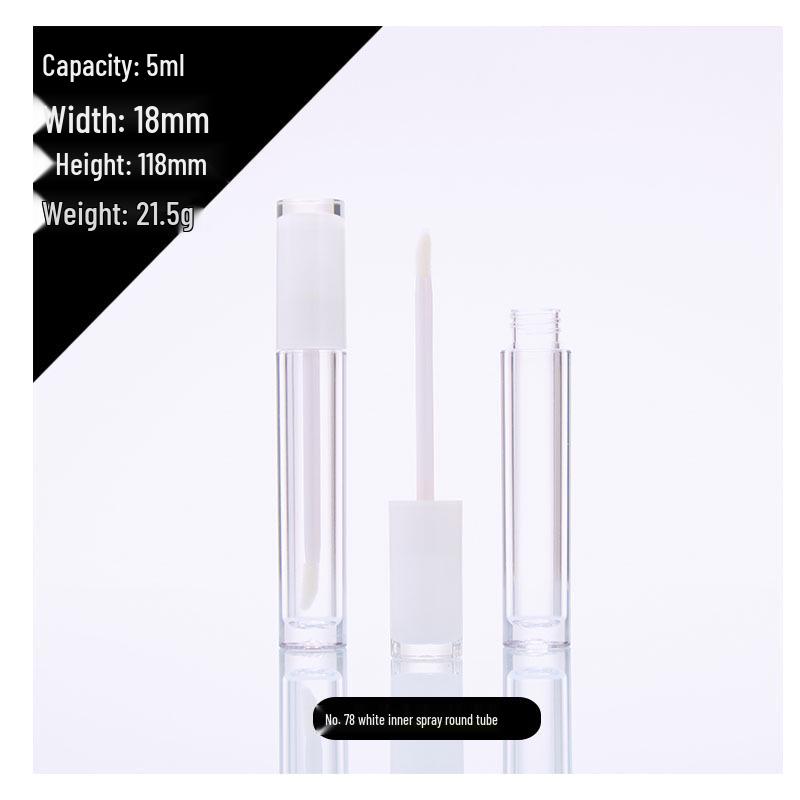 In Stock: 5ml Round Transparent Lip Gloss Tube, Spray Inner, Lip Glaze Empty Bottle, Lipstick Tube