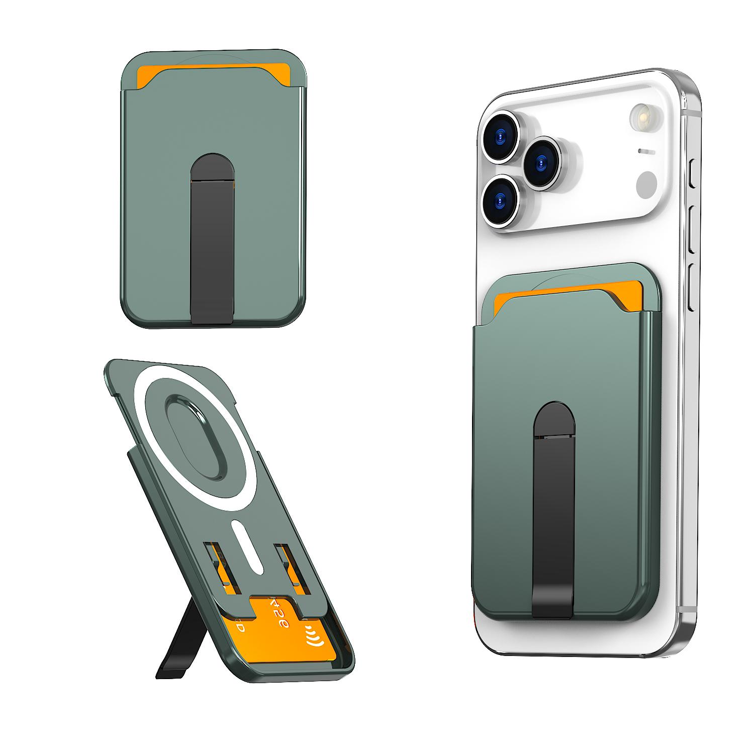 

Luxury For Magsafe Magnetic Wallet Bracket Case For iPhone 13 17 16 14 Pro Max 17Pro Plus Card Holder Phone Bag Cover Accessorie зелений
