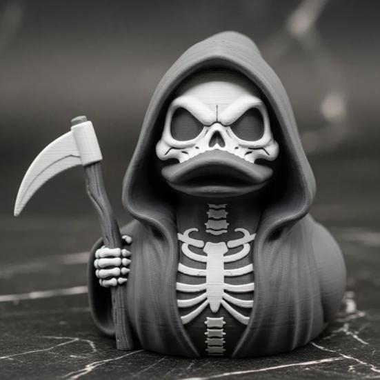 Scythe Skeleton Duck Figurine Resin Gothic Duck Ornament Skeleton Duck Collectible Statue for Halloween Decor Home Office Desk