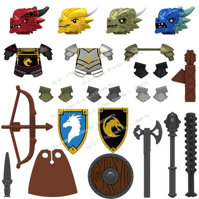 Středověký Hrad Nemrtvý Drak Rytíř Stavebnice Filmové Mini Figurky Příslušenství Zbroj Štít Armádní Cihly Hračky Dárky N833-836