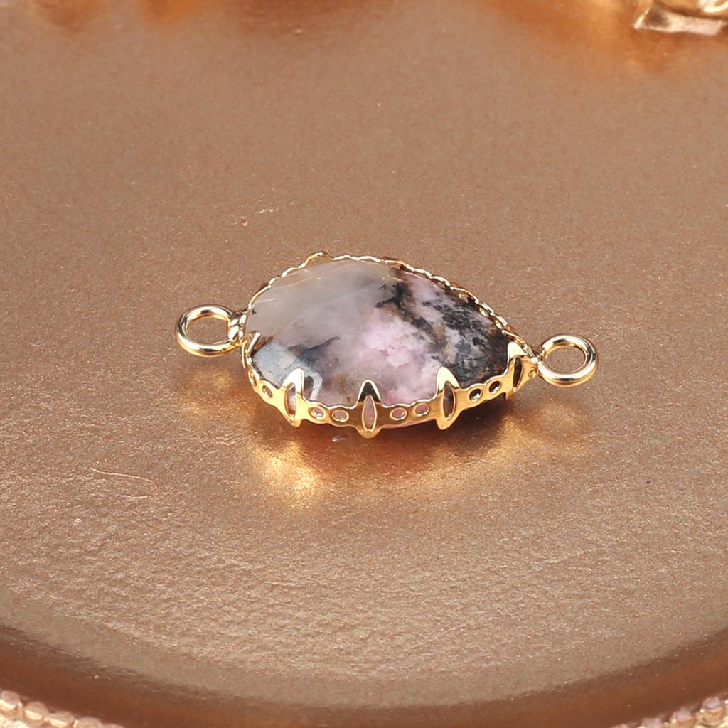 2Pcs Natural Stone Connector Drop-Shaped Faceted Connector Charms For Jewelry Making DIY Necklace Bracelet Accessory