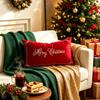 Christmas Embroidered Throw Pillow Cover Red White Bow Decorative Cushion Cover for Couch Living Room Home Decor 45x45 Cm