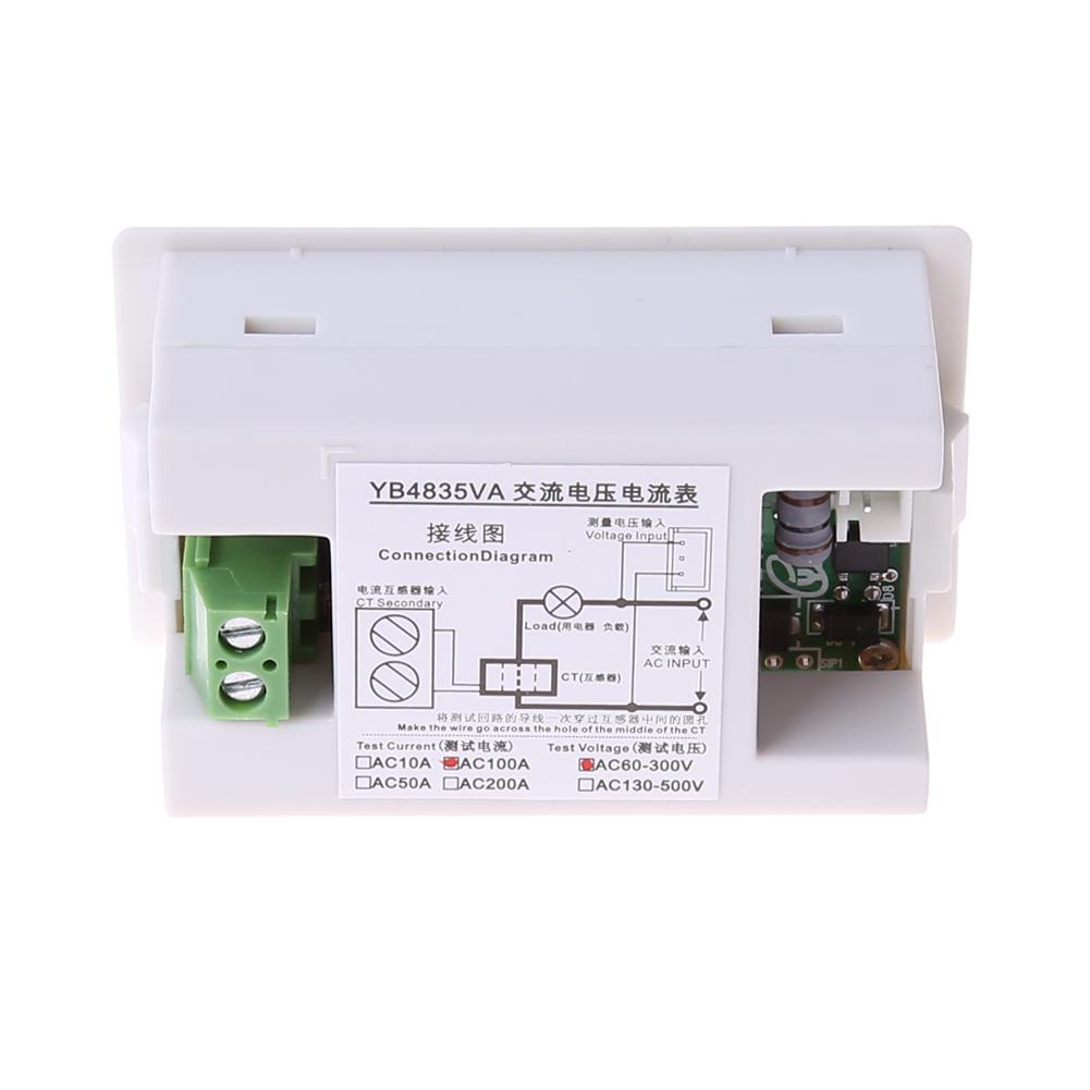 Digital Voltmeter Ammeter AC 60-500V 100A Panel Amp Volt Meter Dual LED Display Volt Detector Tester Monitor Panel