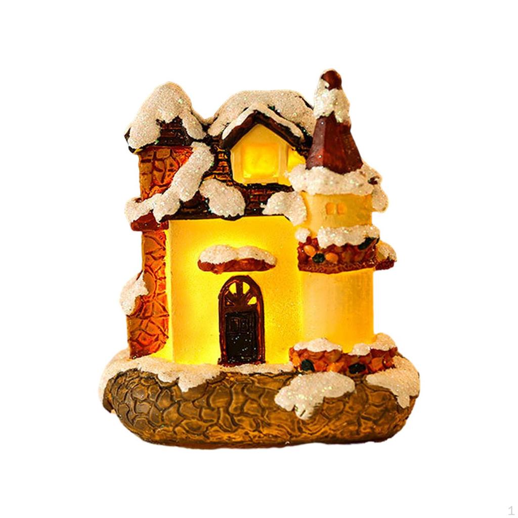 Christmas Snow House, Home Decor Resin House Figurine Village Scene for Holiday
