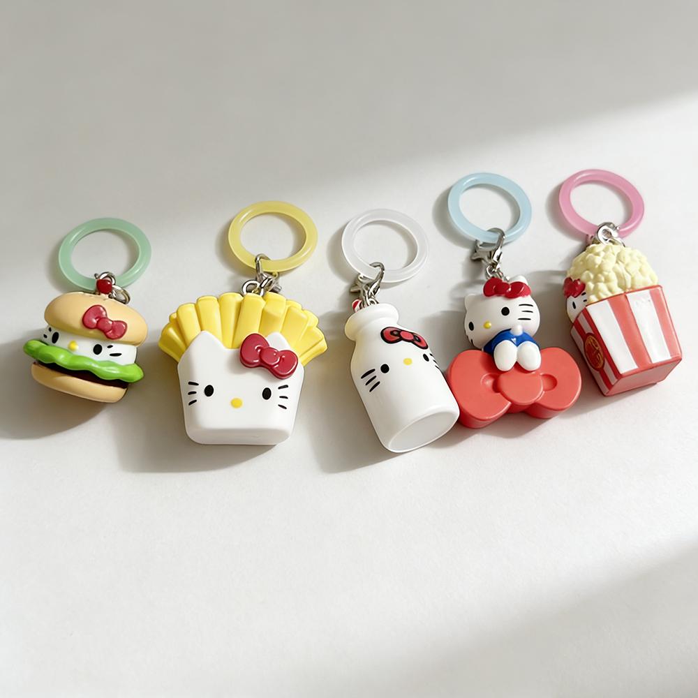 

Sanrio 4Cm Keychain Figure Hello Kitty Cat Elves Anime Doll Kawaii Hamburger Toy Decoration Christmas Gifts For Girl Children