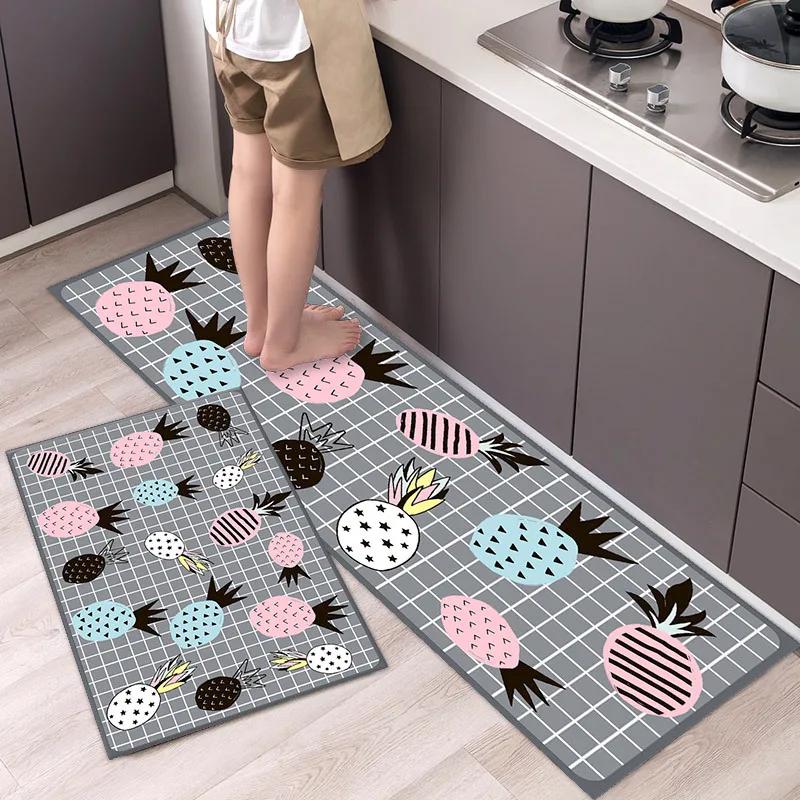Non-slip Kitchen Carpet Leaves Pattern Rugs for Bedroom Oilproof Home Entrance Door Foot Mat Kitchen Mats for Floor Waterproof