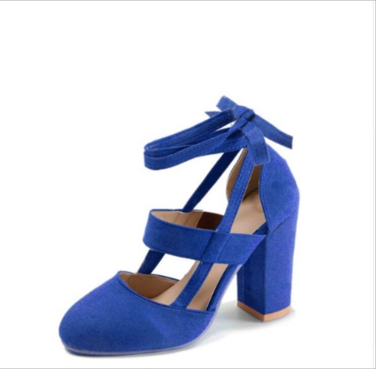 Sandale groase de petrecere cu toc înalt cu bretele sexy din piele intoarsa de vara