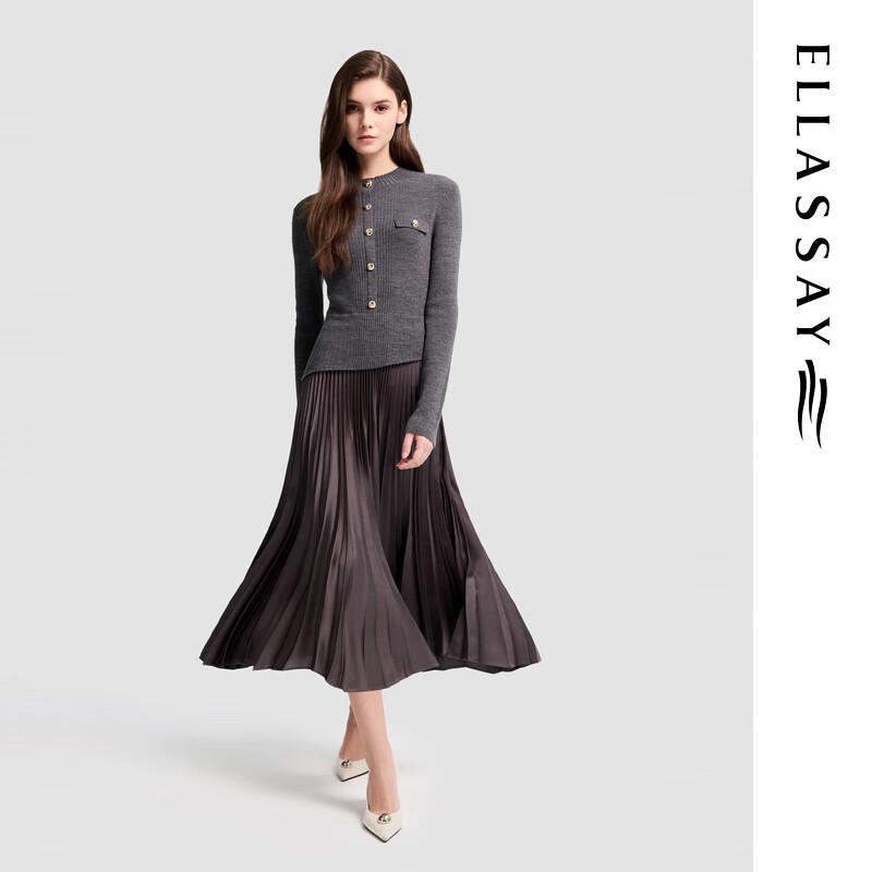 

ELLASSAY Women s Merino Wool Pleated Midi Dress M