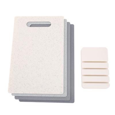 4PCS Cutting Board Set PP Plastic Anti Slip Chopping Boards with Stand for Meat Veggies Fruits