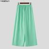 INCERUN Men Back Elastic Waist Wrap Casual Baggy Long Wide Leg Pants Trousers