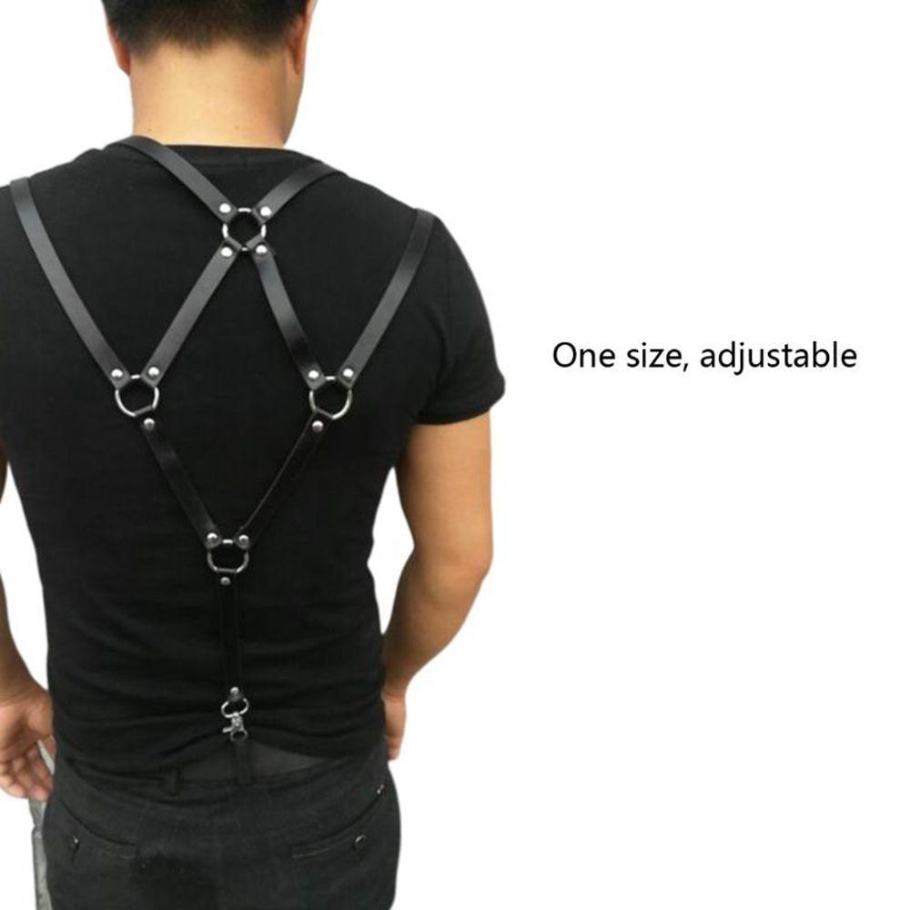 Clip Gentlemen Adjustable Braces Leather Belt Leather Harness Men's Suspenders Body Chest Harness