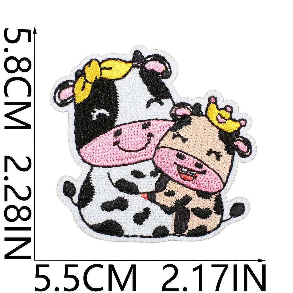 Human Second Mother Cow Embroidery Cloth Sticker Energy Origin Cow Patch Sticker Computer Embroidery Chapter Boy Clothing