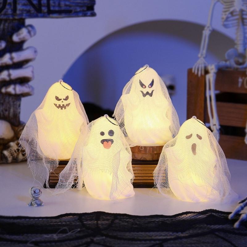 Halloween Party Decorations Outdoor/Indoor Hanging Ghosty Decors with Light for Tree,Yard,Window Halloween Ghosty Light