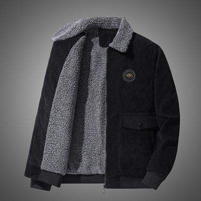 Winter New Fleece Warm Thick Jackets Men Fashion Fur Collar Corduroy Coat Men Autumn Outwear Military Casual Jacket Men
