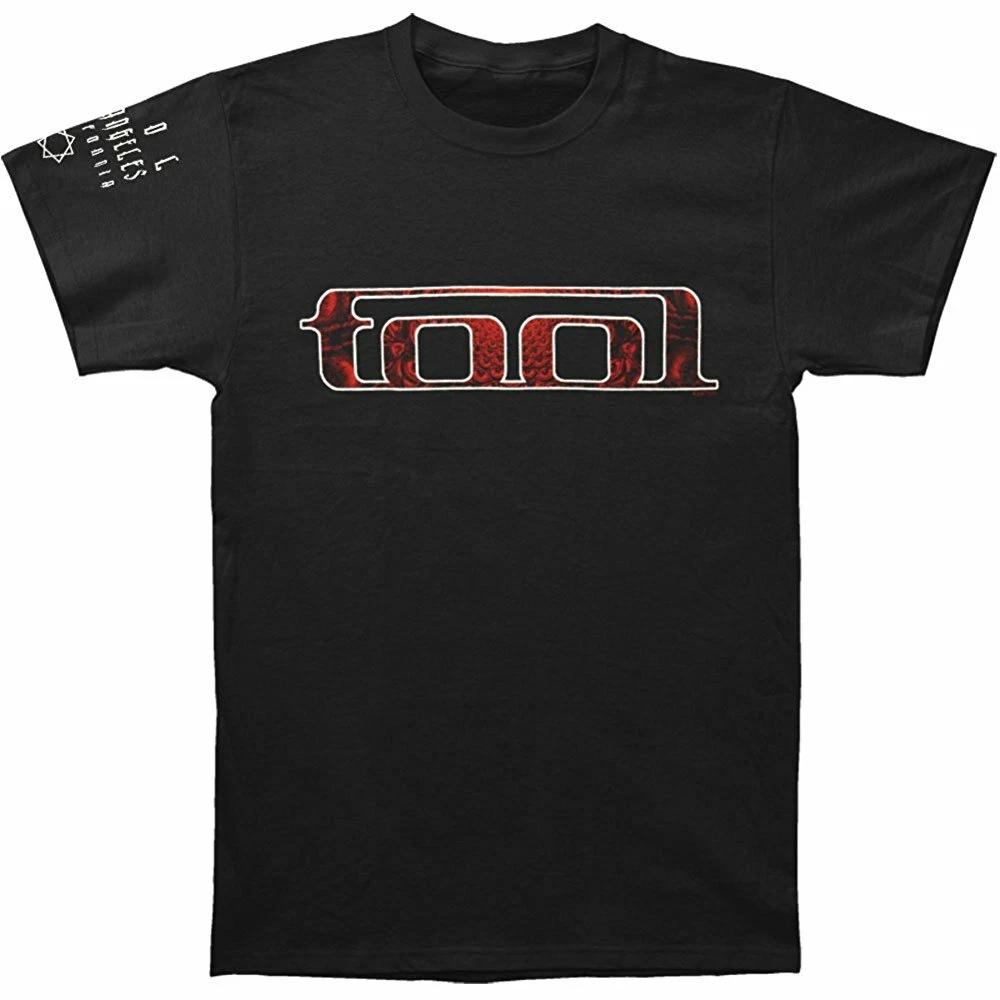Tool Band Music Song Red Pattern Logo With Back Print Black Mens T-Shirt M