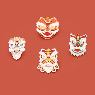Chinese Lion Dance Brooch Spring Festival Auspicious Festive Gift Metal Badge Pin Fixed Clothes Bag