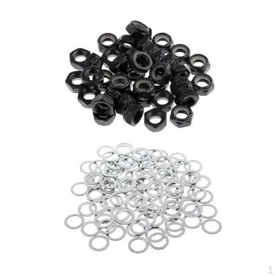 140 Stück Skateboard Achsmuttern und Unterlegscheiben, Hardware-Set für Longboard Cruiser Truck Montage