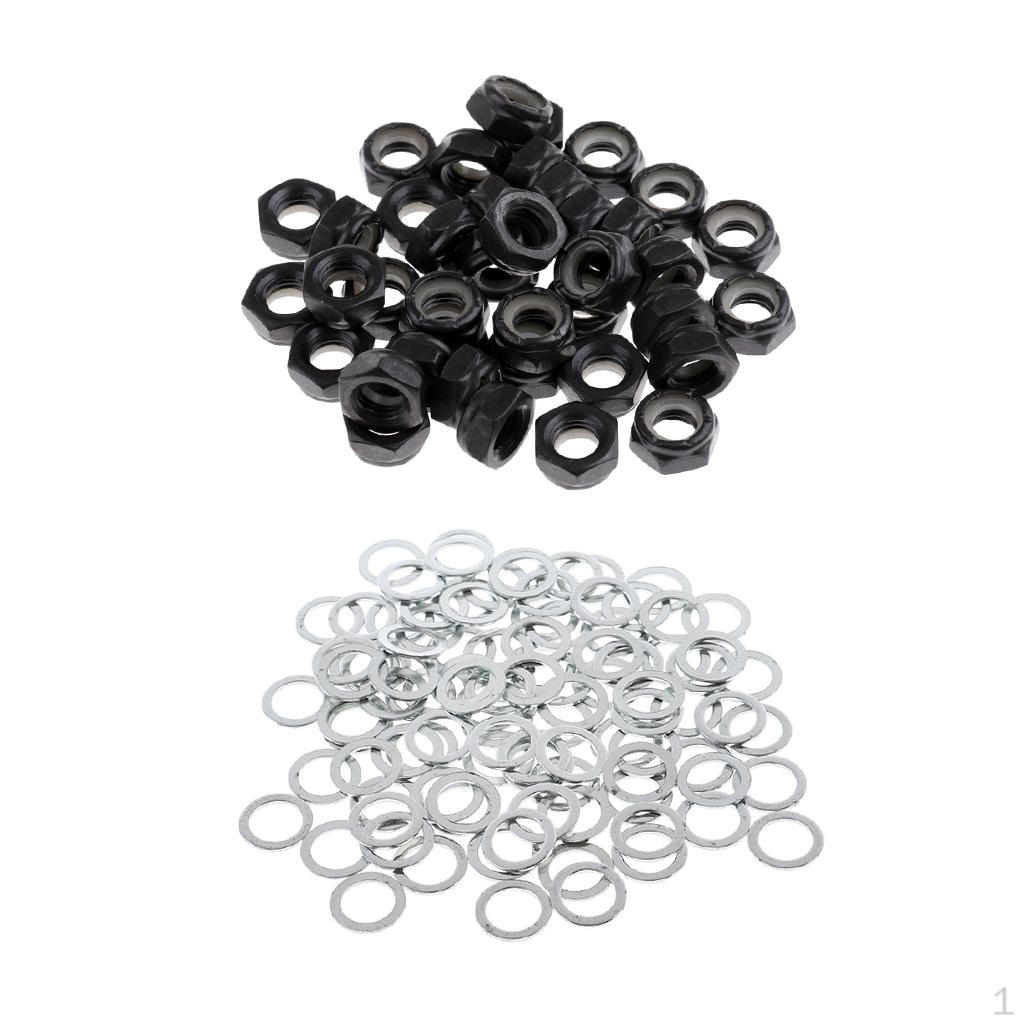 140pcs Skateboard Axle Nuts and Washers, Hardware Set for Longboard Cruiser Truck Mounting