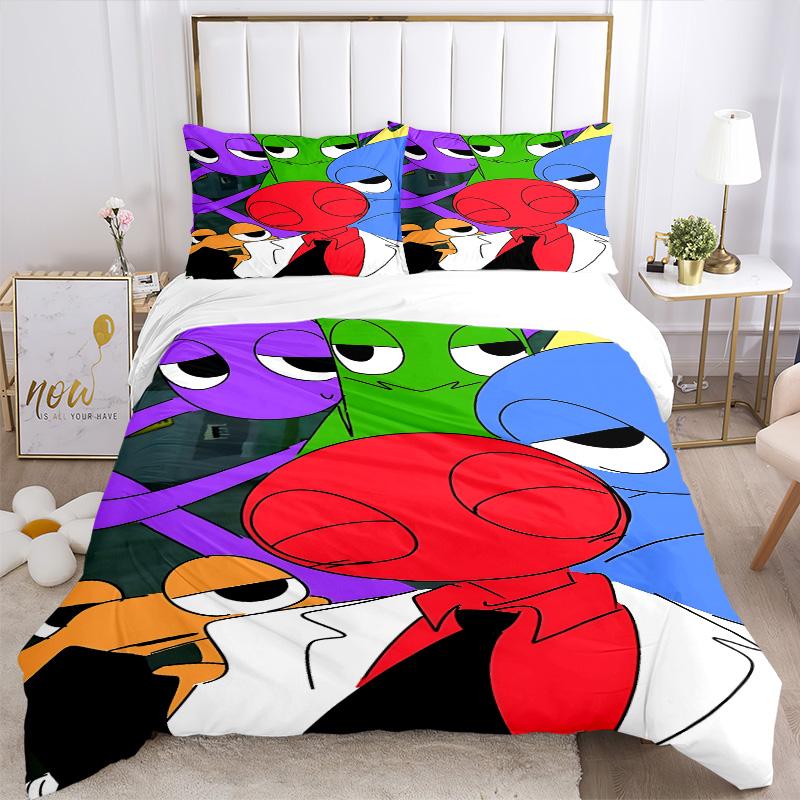 Colorful Cartoon Character Group Print 3Pcs Bedding Set,Duvet Cover with 2 Bedro,Pillowcase Home Birthday Gift