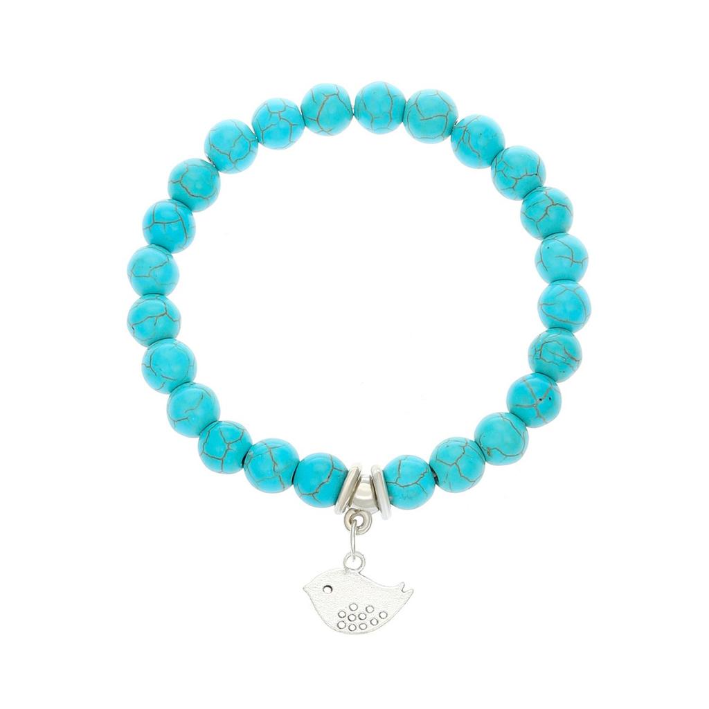 Bohemian Turquoise Ethnic Bracelet with Cross, Starfish, and Turtle Charms