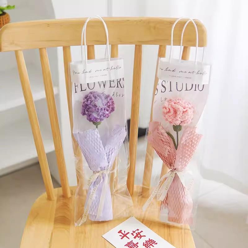 5/10Pcs Tulip Carnation Flower Bouquet Hand Woven Flower Artificial Flowers Knitting Flower Rose Mother'S Day Birthday Gift