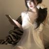 Sexy pajamas women's summer thin satin ice silk suspender nightdress pure desire wind with chest pad loungewear