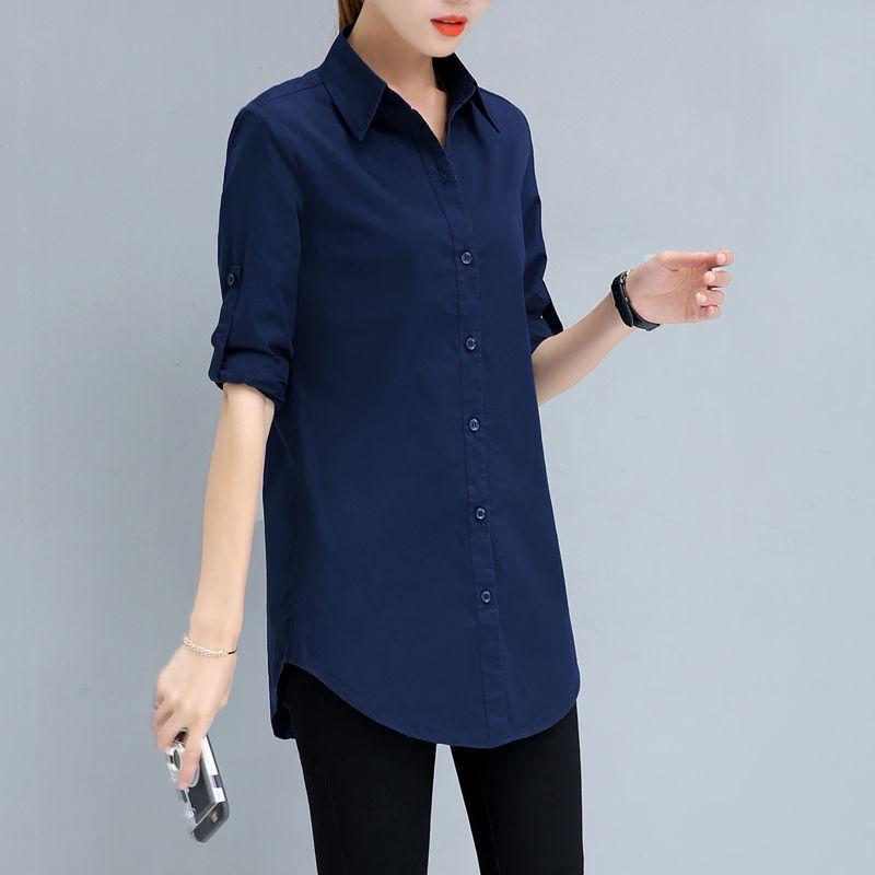 

Women s Loose Long Sleeve Striped Shirt - Versatile, Plus Size, Navy/Blue/Wine Red L