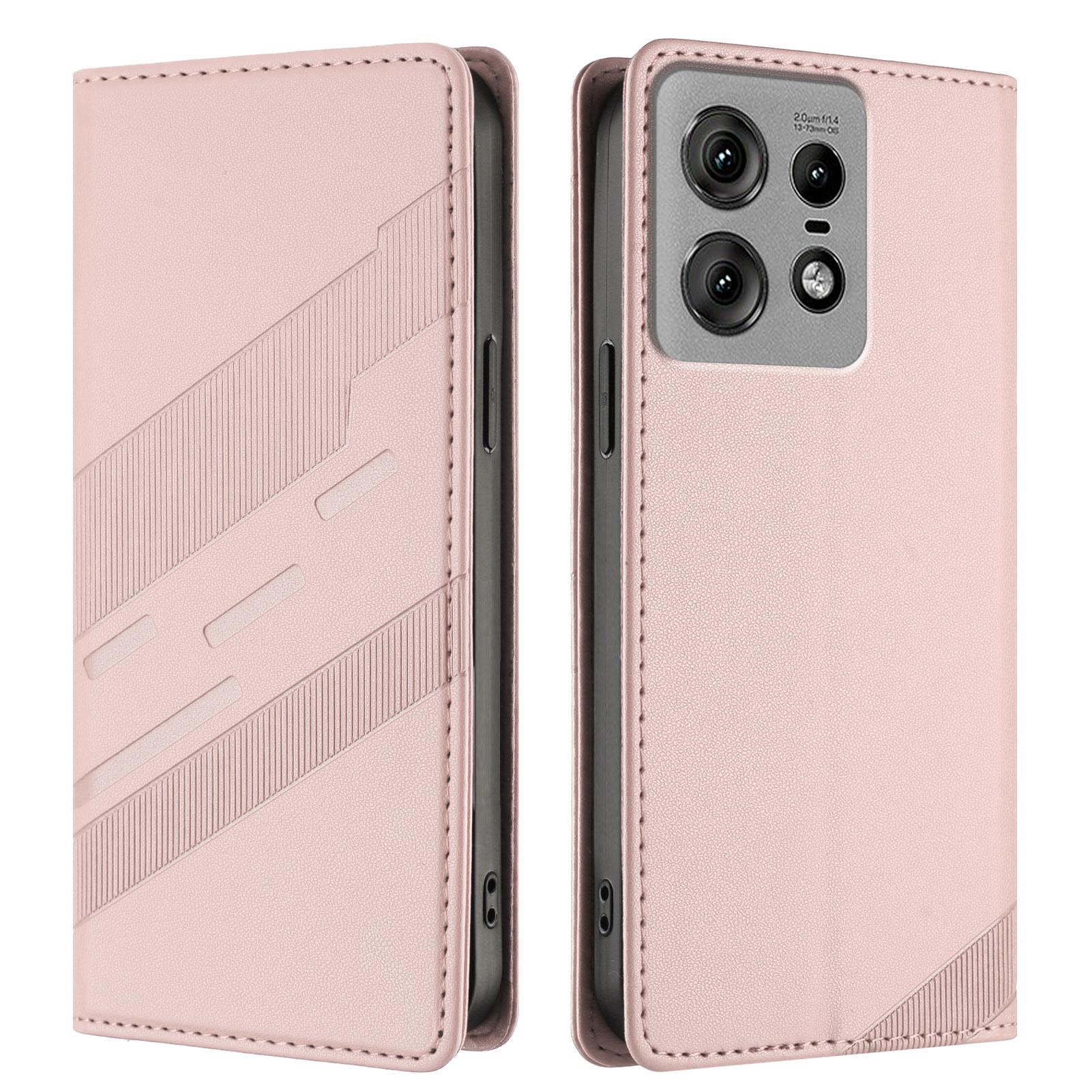 

For Motorola Edge 50 Pro 5G Phone Cases Punk Style Imprinted Wallet Stand Leather Cover Pink