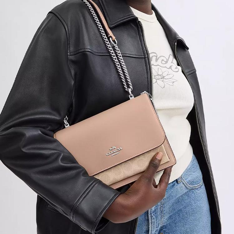 Coach Klare 22 Brand Logo Snap Closure Coated Canvas Shoulder Crossbody Bag Small Women bags CV978-SVPWH