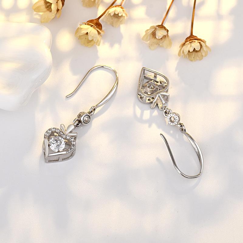 Boucles d'oreilles Amour Spirituel Femme Boucles d'oreilles Incrustées en Forme de Cœur Boucles d'oreilles Mode Tempérament