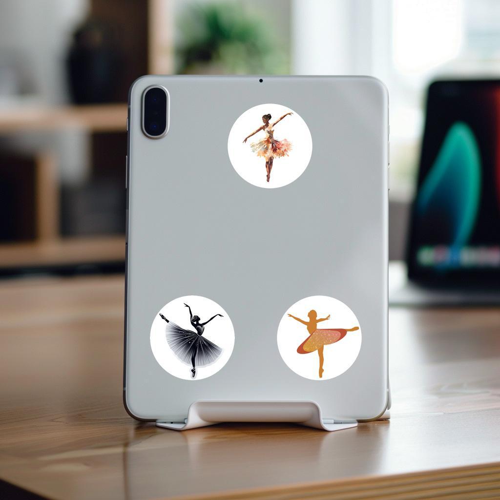 500 Cartoon Ballet Stickers: Round, Cute, Adhesive Stickers for Kids' Gifts and Decorations.