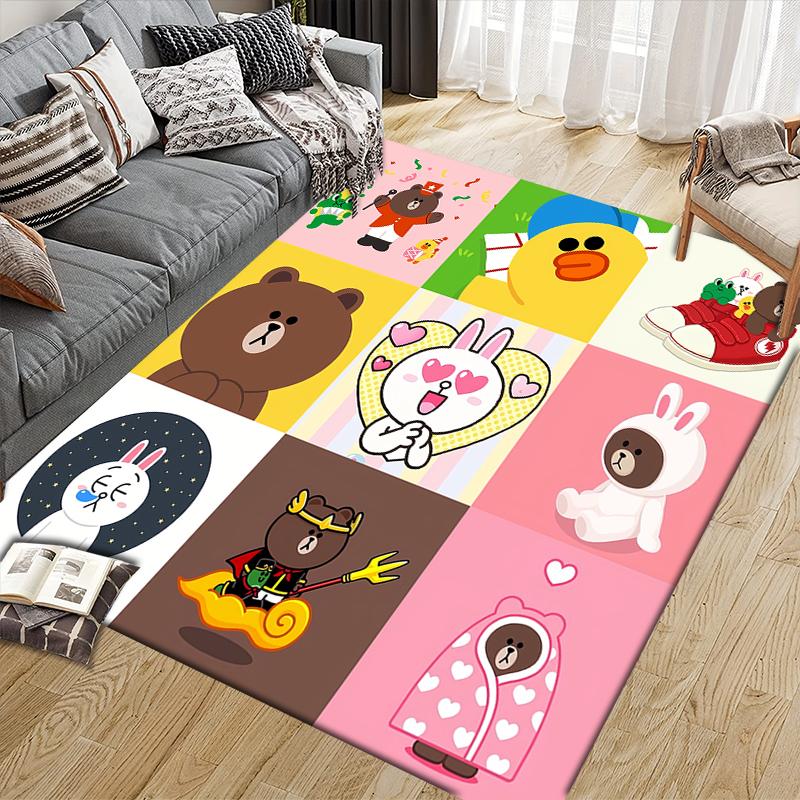 LINE FRIENDS Cute Style Square Area Rug, Non-Slip Floor Mat for Living Room, Perfect Gift for LINE FRIENDS Fans.chl