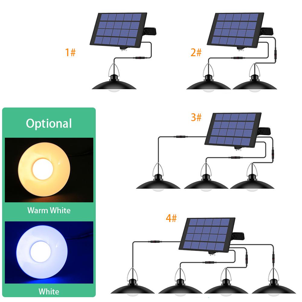 Solar Powered Pendants Light with Adjustable Panel Auto ON/OFF Lighting Sensor IP65 Water-resistant