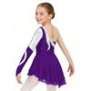 Girls Long Sleeve Dance Dress Shiny Sequins Decorated Patchwork Style Hollow Back Dresses