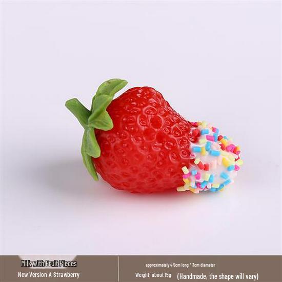 White Bionic Strawberry Fake Fruit Photography Prop - Plastic Decoration Toy