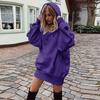 Damen S Einfarbig Locker Sitzendes Kapuzen-Sweatshirt