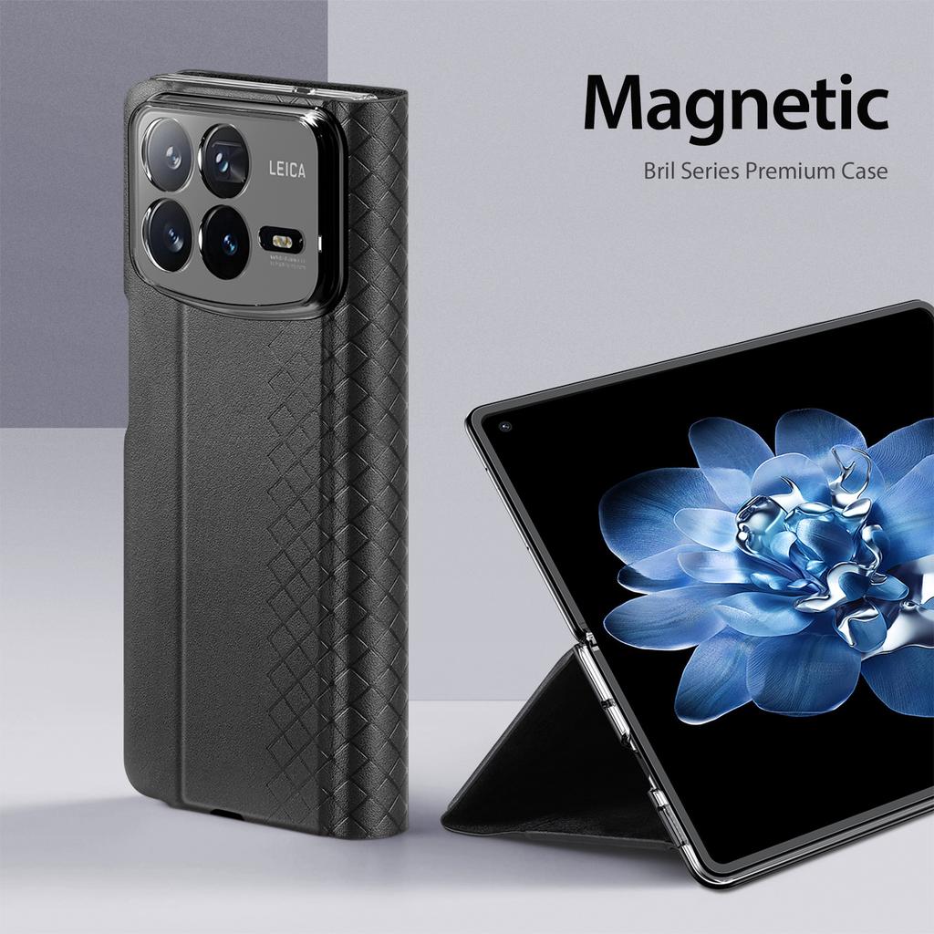 Pro Xiaomi Mix Fold 4 5G Magnetické pouzdro DUX DUCIS Bril Series Kůže+PC Kryt na telefon se stojánkem