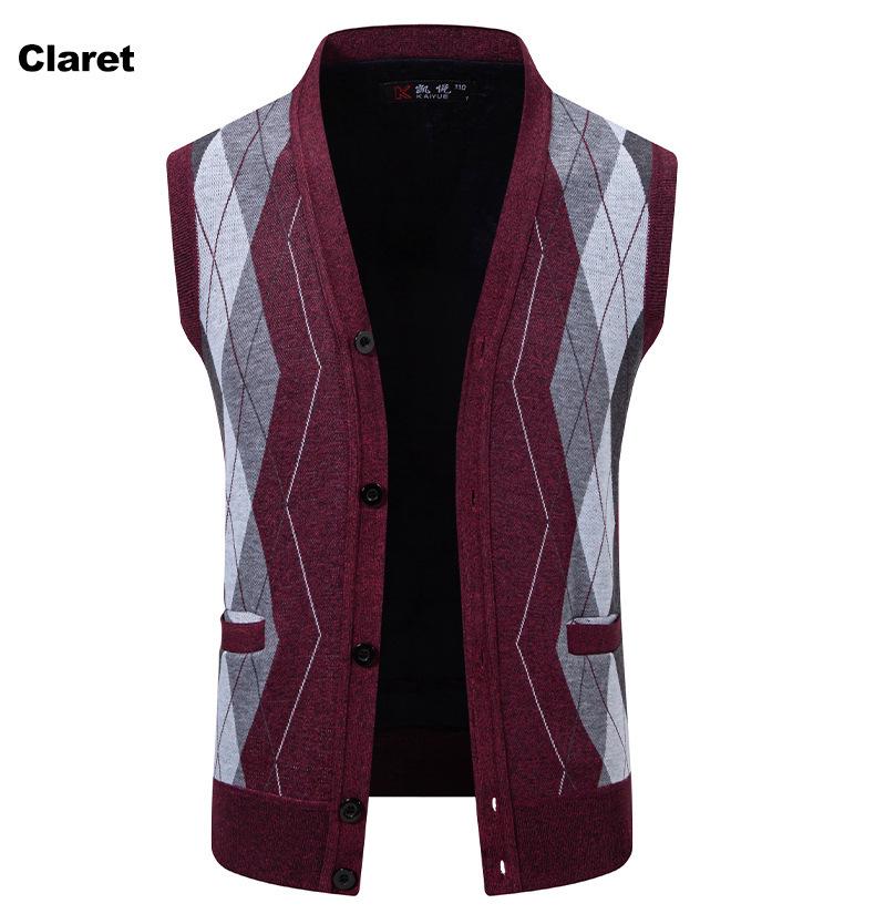 Men's Sleeveless Fleece-Lined Knit Cardigan: Autumn/Winter Plus Size Loose Fit Sweater