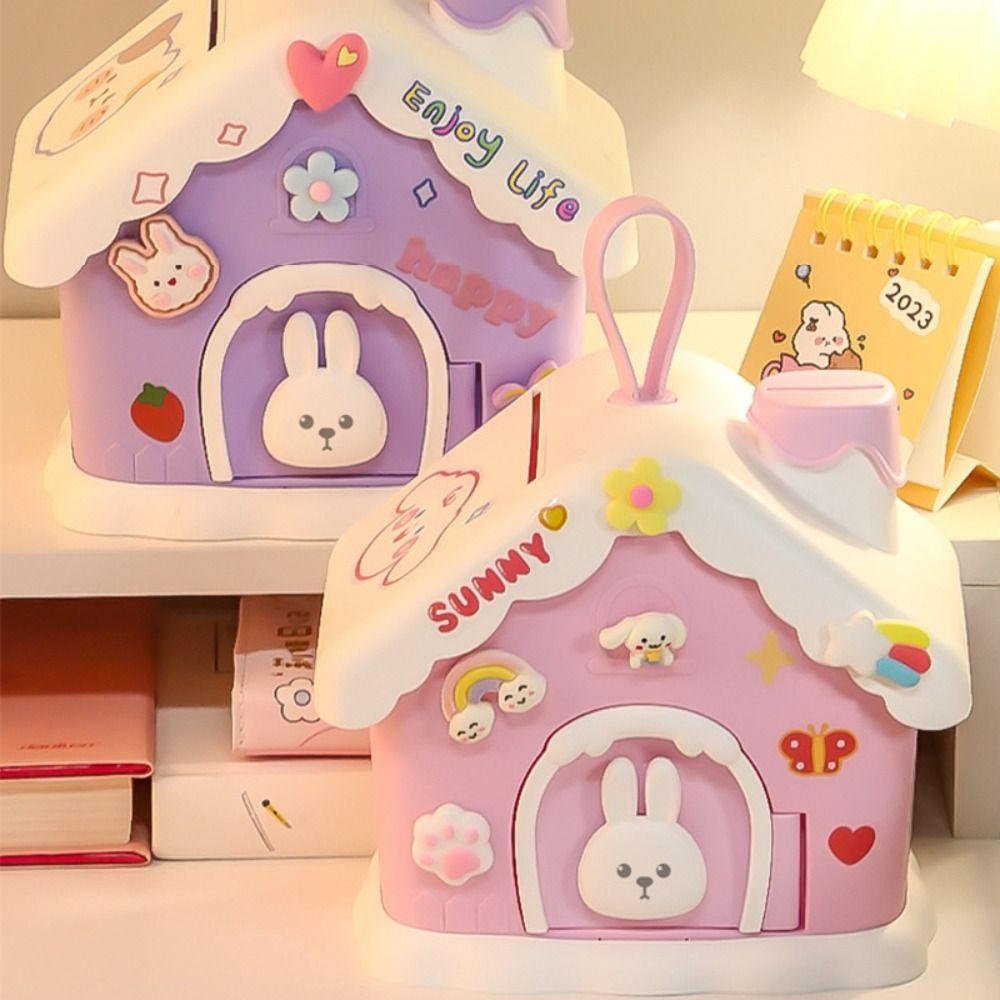 Portable Money Box Mushroom House Piggy Bank Creative Coin Saving Box  Gift
