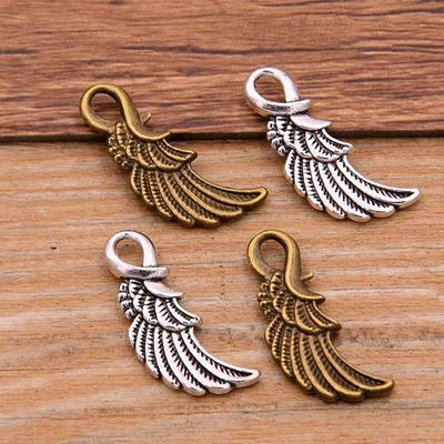 Retro Alloy Wing Pendant for DIY Jewelry, 24x10mm, 1262