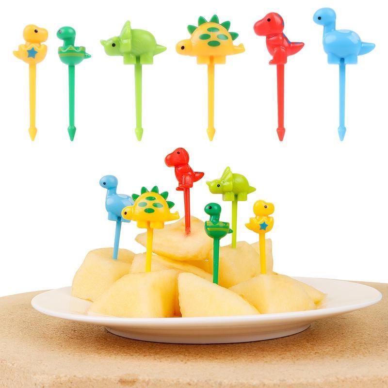 6/12/18pcs Cute Dinosaur Fruit Fork Toothpick Lunch Salad Decoration Accessories Cake Picks Kids Snack Dessert Decoration Forks