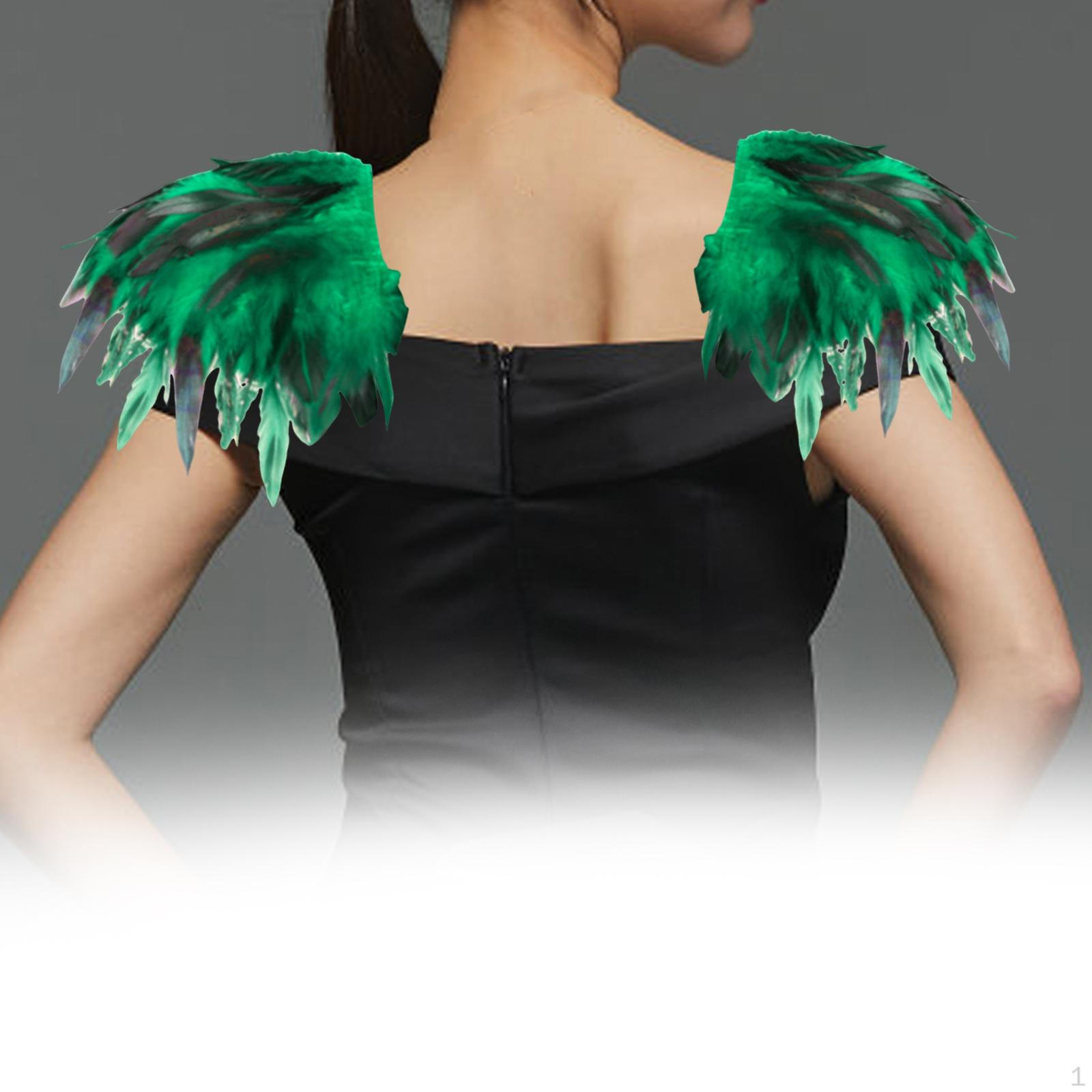 Готический воротник-шаль из искусственных перьев для выступлений, шоу, вечеринок Green